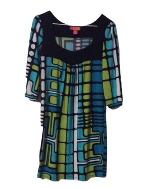 CATCH MY I Colorful Vintage RETRO Geometric Pattern Tunic Dress Size MEDIUM